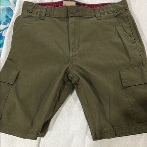 Levi's Green Cargo Shorts with Flat Front Design
